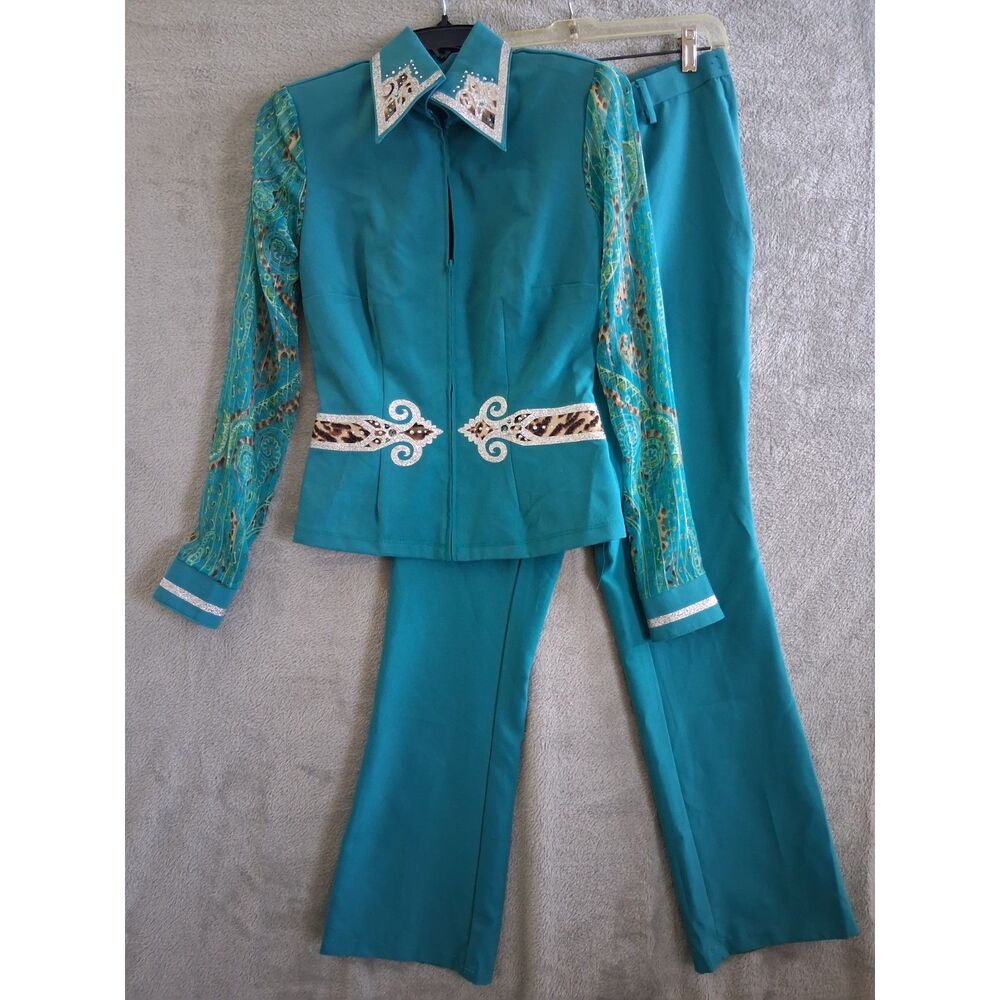 Hobby Horse Limited Edition Vtg Show Jacket‎ & Pants XS Teal Equestrian Western
